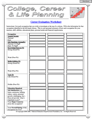 Life Planning Worksheet Fill And Sign Printable Template Online
