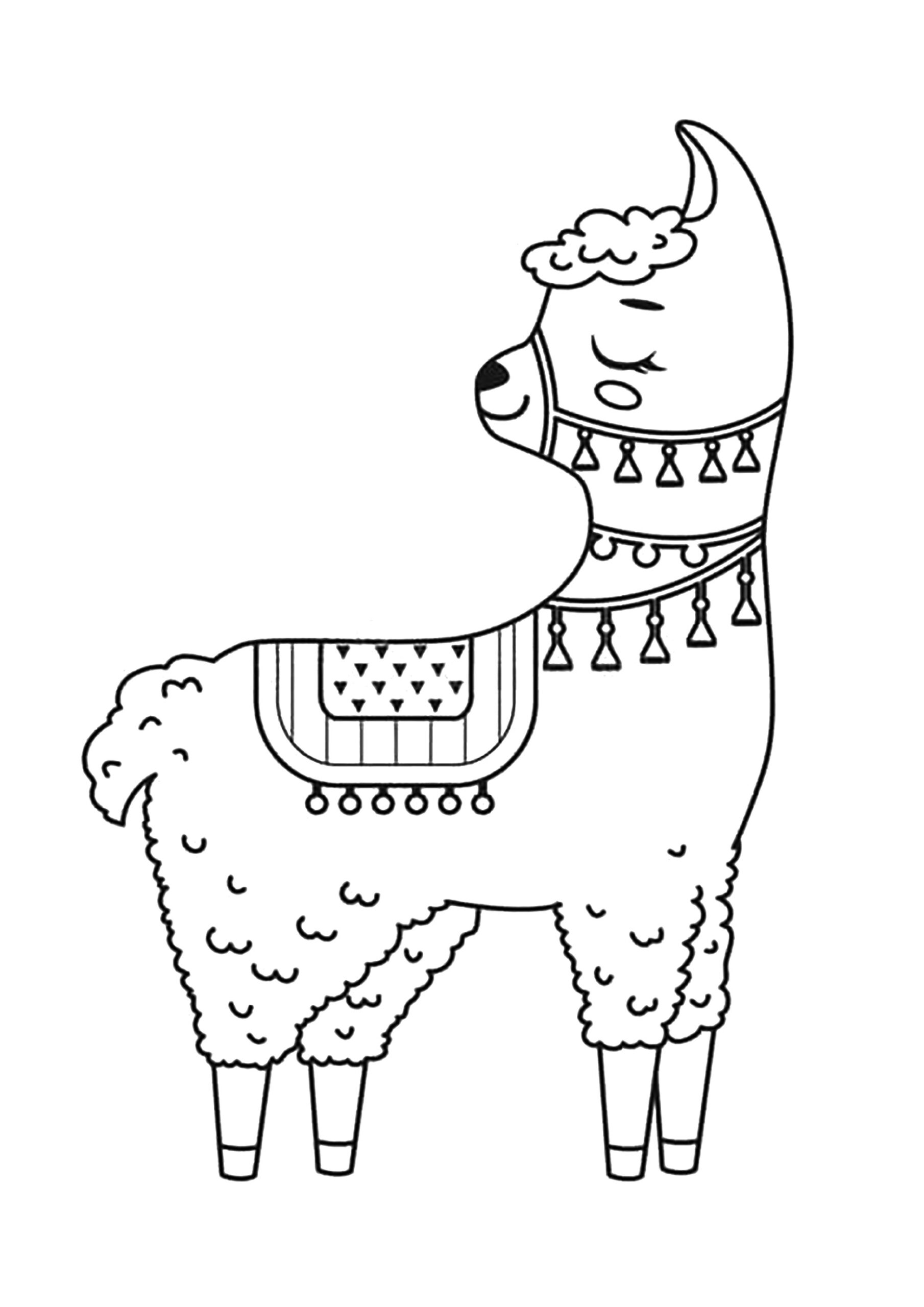 Little Llama Simply Decorated Llamas Coloring Pages For Kids