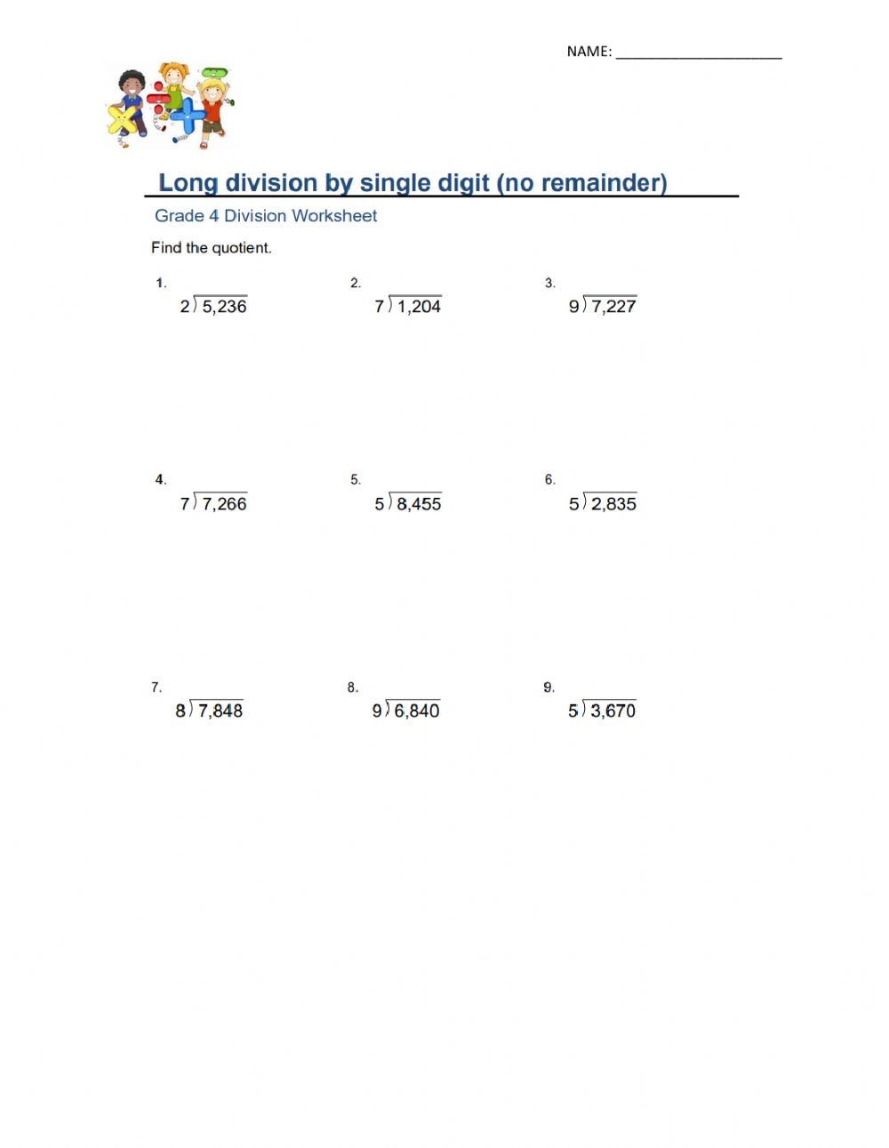 Long Division No Remainders Worksheet Tes Long Division Worksheets