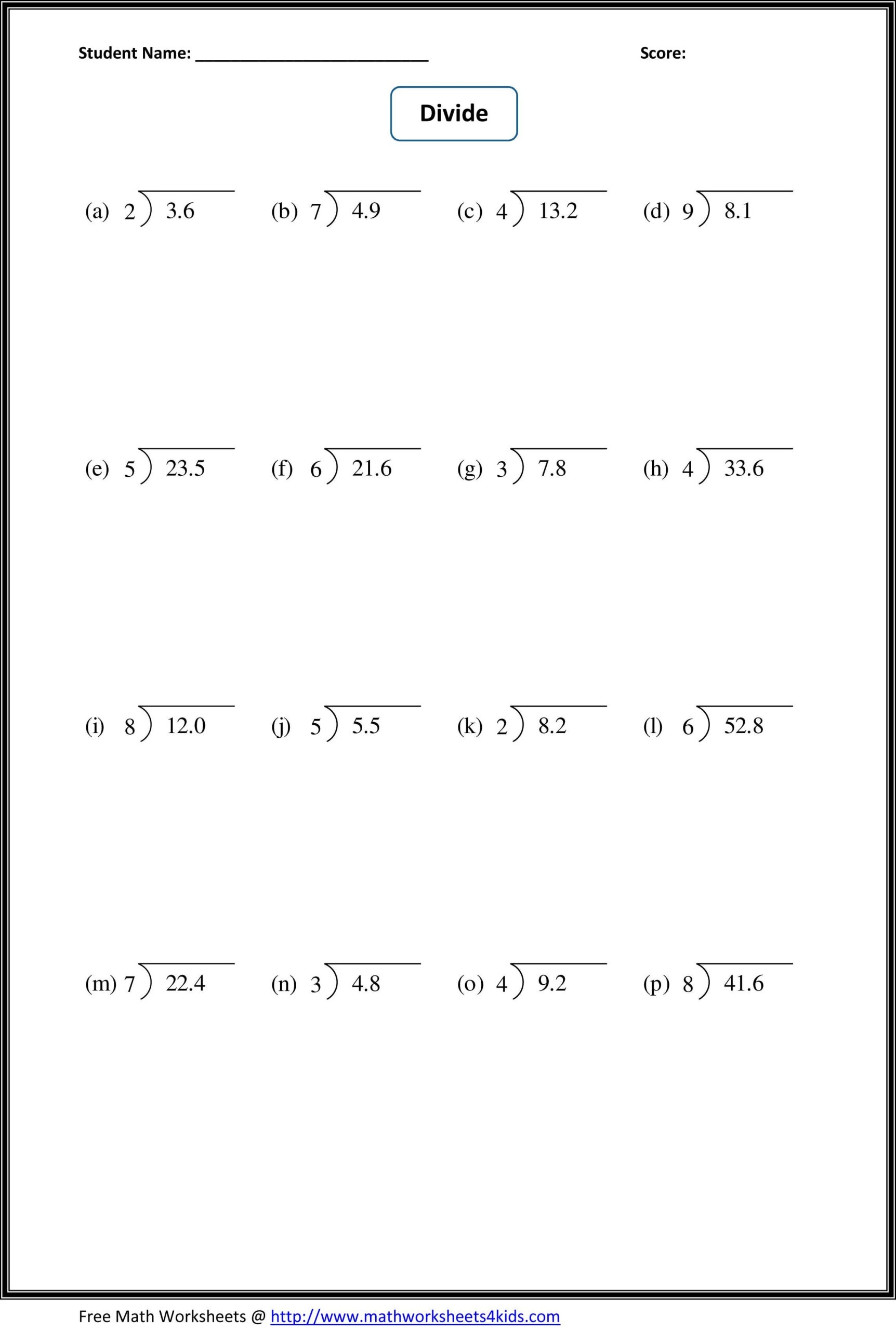 Long Division With Decimals Worksheets Printable Long Division Worksheets