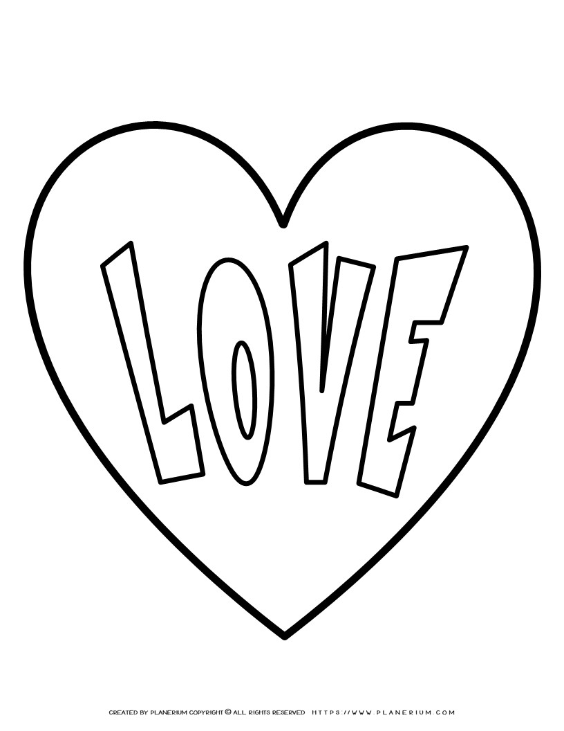 Love Heart Coloring Page Planerium Worksheets Library