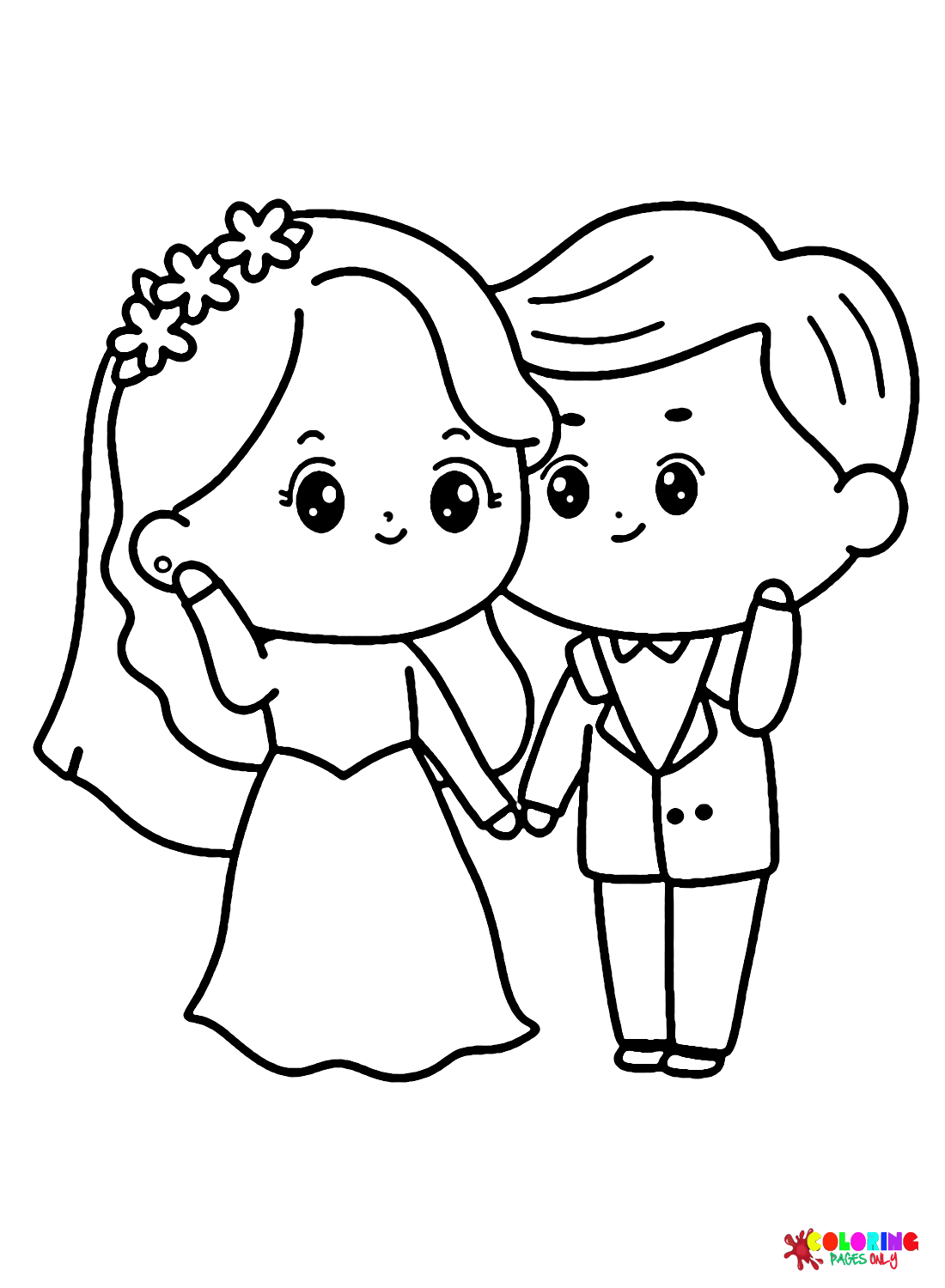 Lovely Bride And Groom Coloring Page Free Printable Coloring Pages