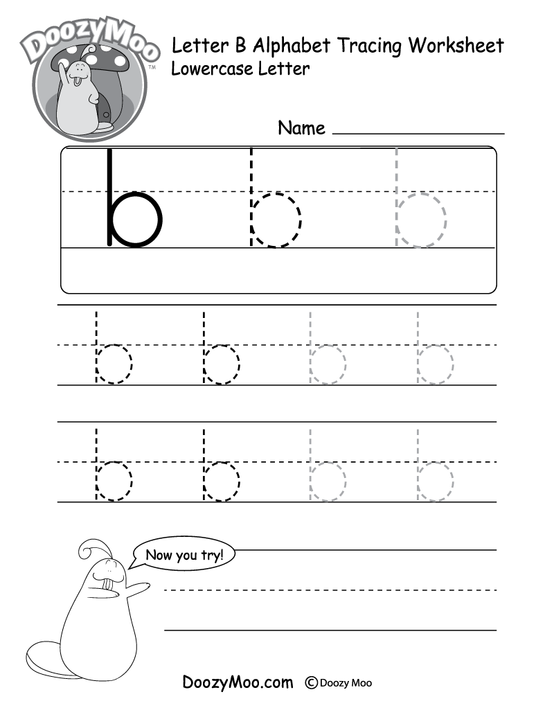 Lowercase Letter quot b quot Tracing Worksheet Doozy Moo