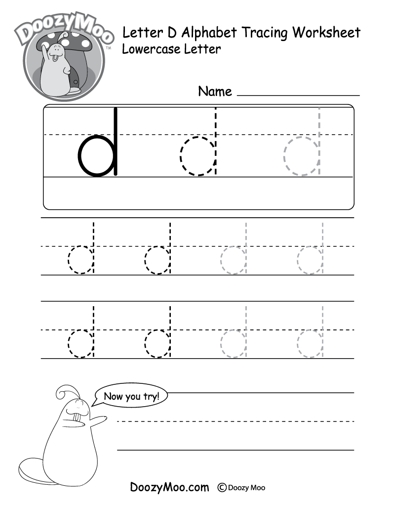 Lowercase Letter quot d quot Tracing Worksheet Doozy Moo