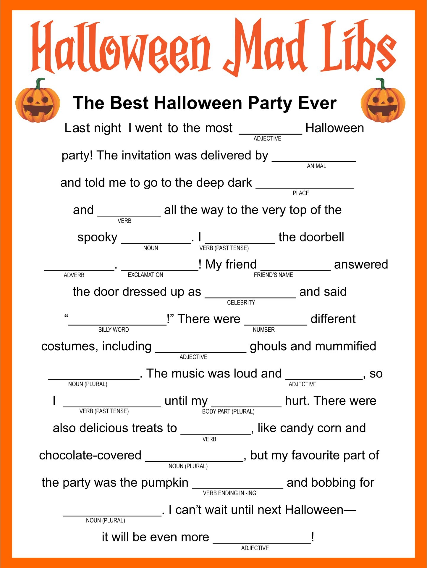 Mad Libs Worksheets Worksheets Library