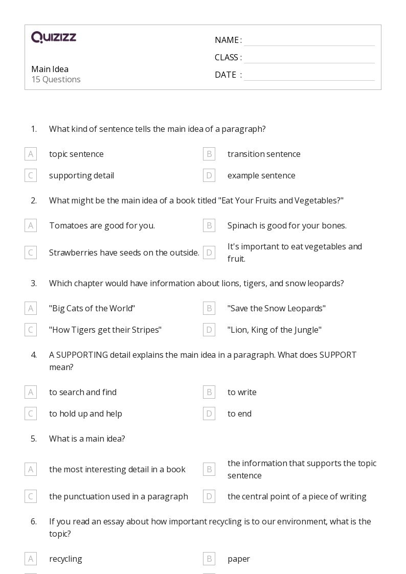 Main Idea Details Worksheets K5 Learning Worksheets Library