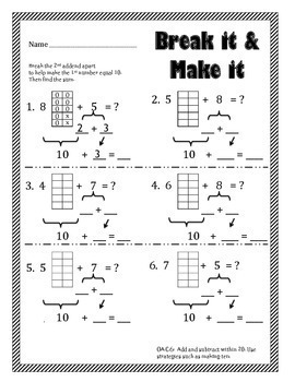 Make 10 Math Worksheets By Wendy Wished Teachers Pay Teachers