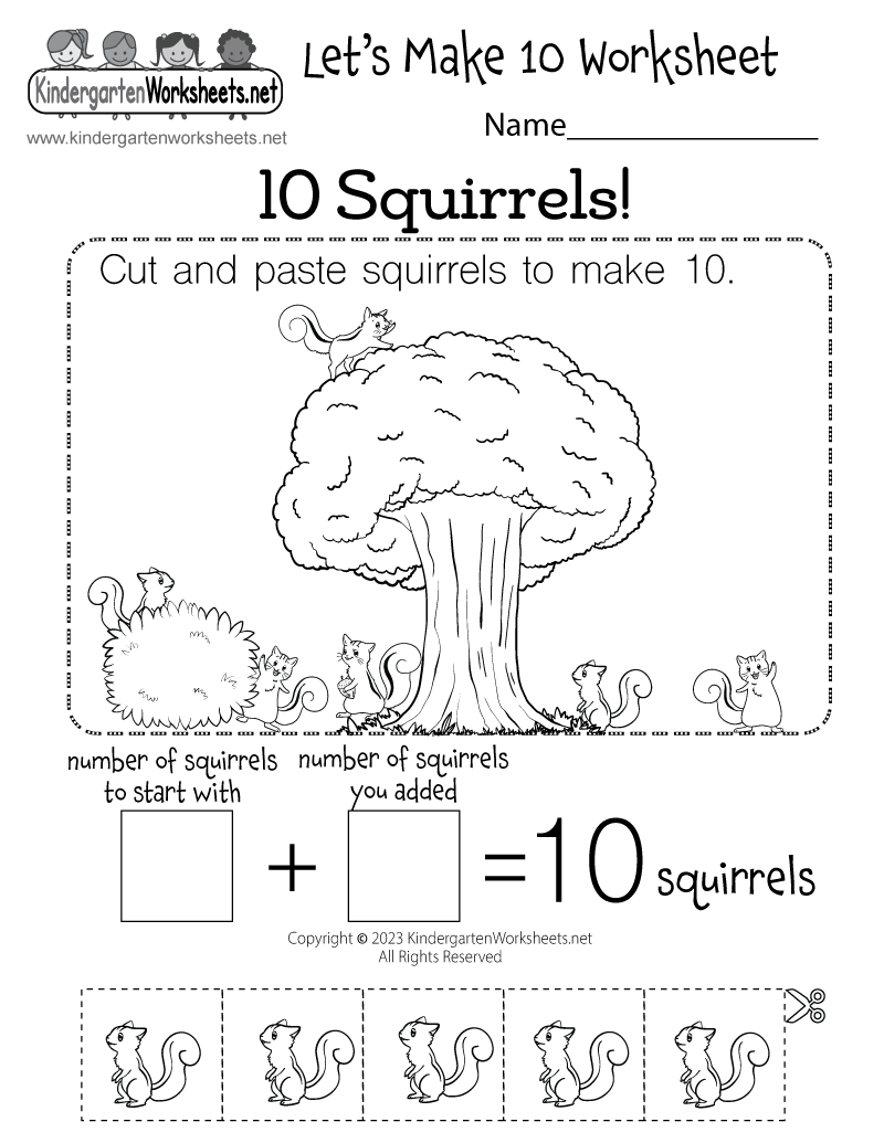 Make Ten Addition Kindergarten Math Worksheets Worksheets Library