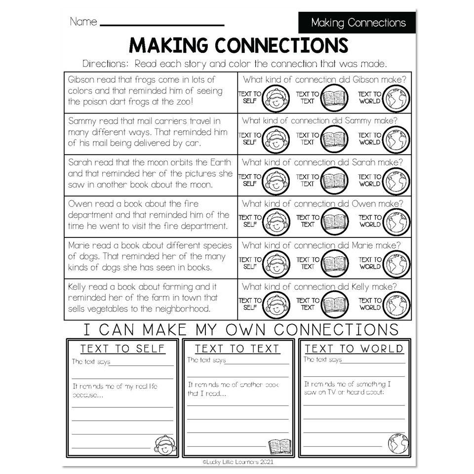 Making Connections Text To Text Worksheet Comprehension Worksheets 