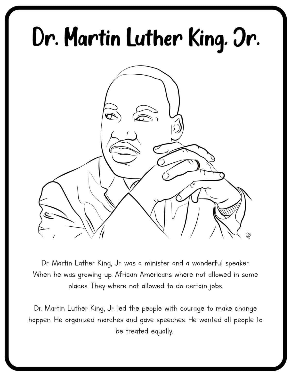 martin luther king jr worksheets
