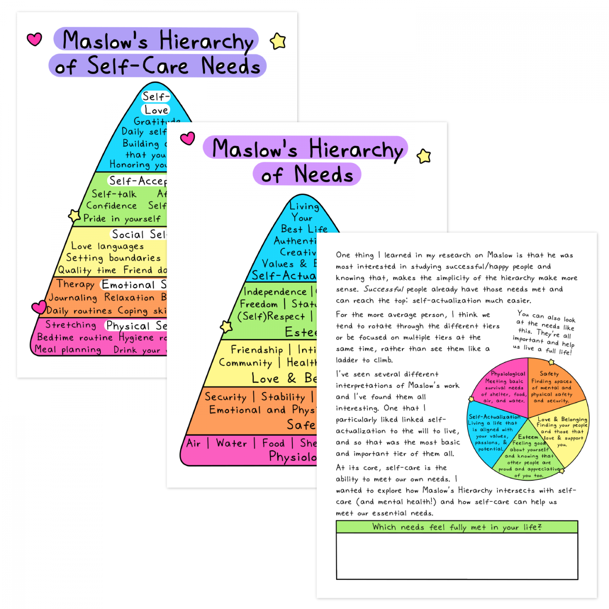 maslow's hierarchy of needs worksheets