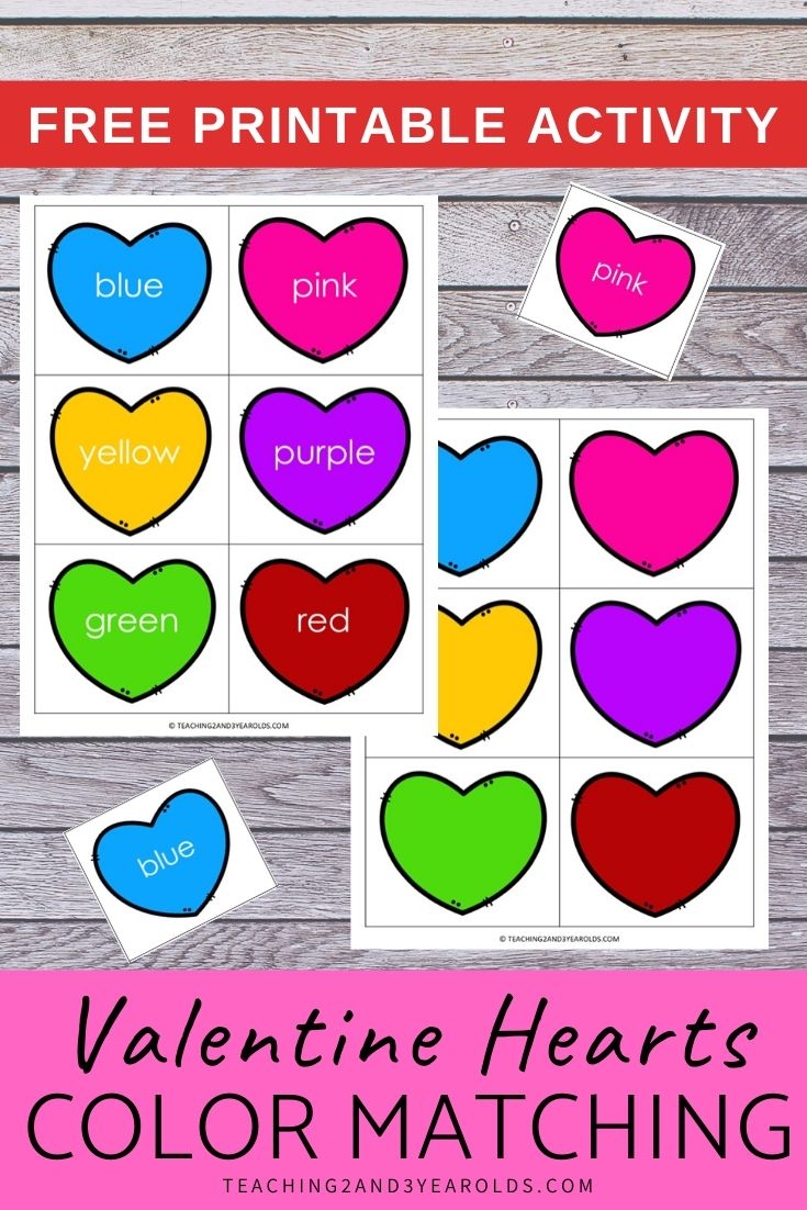Matching Hearts Valentine Color Sorting Printable