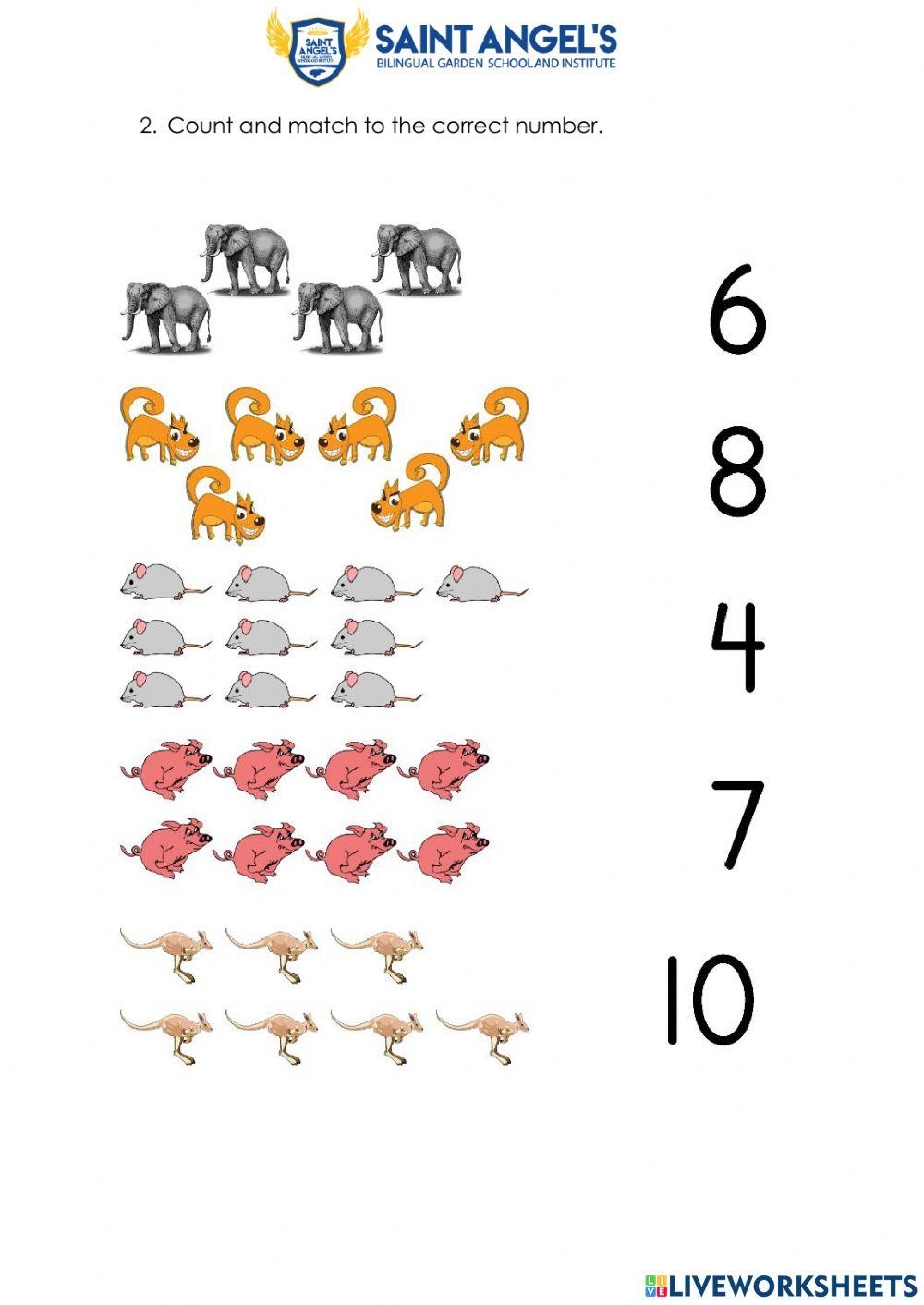 matching numbers worksheet