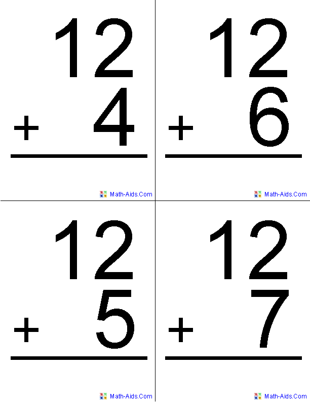 Math Flash Cards Printable