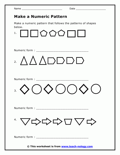 Math Patterns Worksheets Patterning Worksheet Growing And Shrinking 