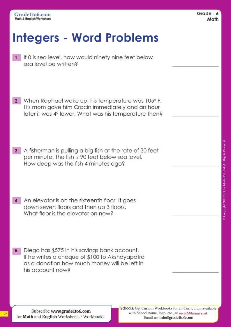 Math Word Problems For Kids Worksheets Library