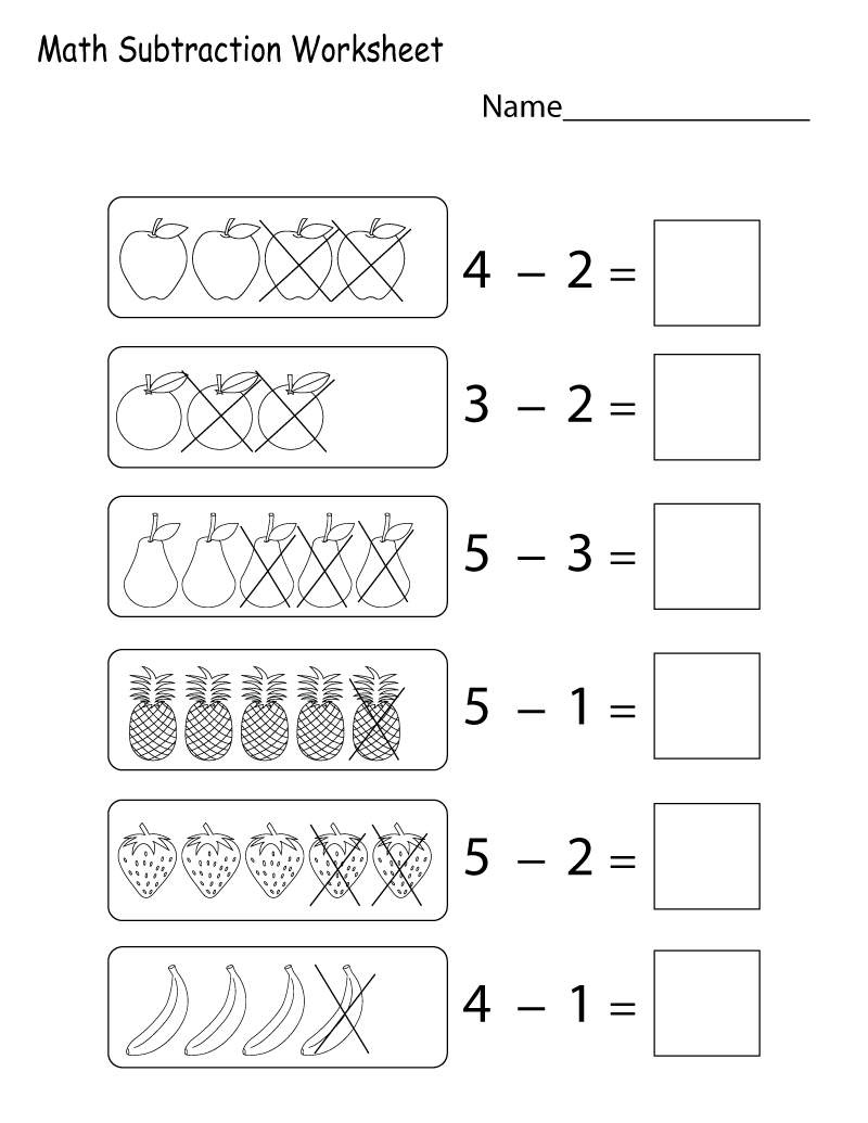 Math Worksheets Subtraction Worksheet School