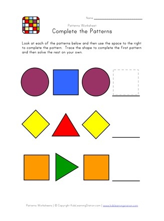 Mathematics Preschool Patterns Worksheet 3 Color Worksheets Library