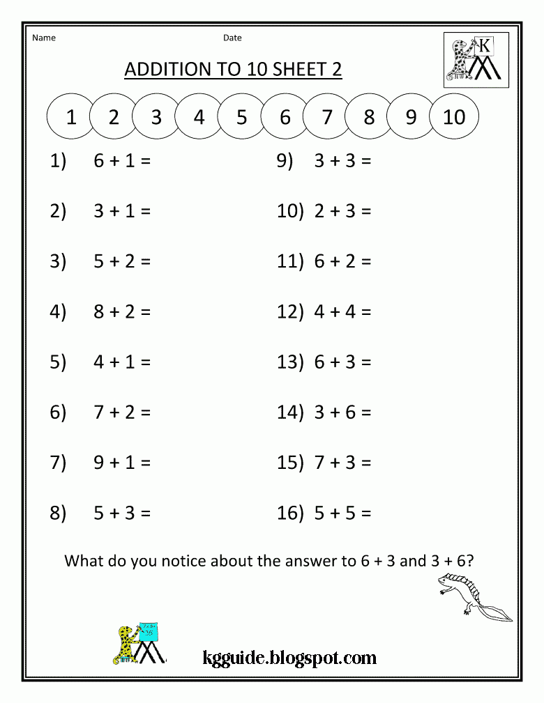 Maths Worksheet For Kindergarten