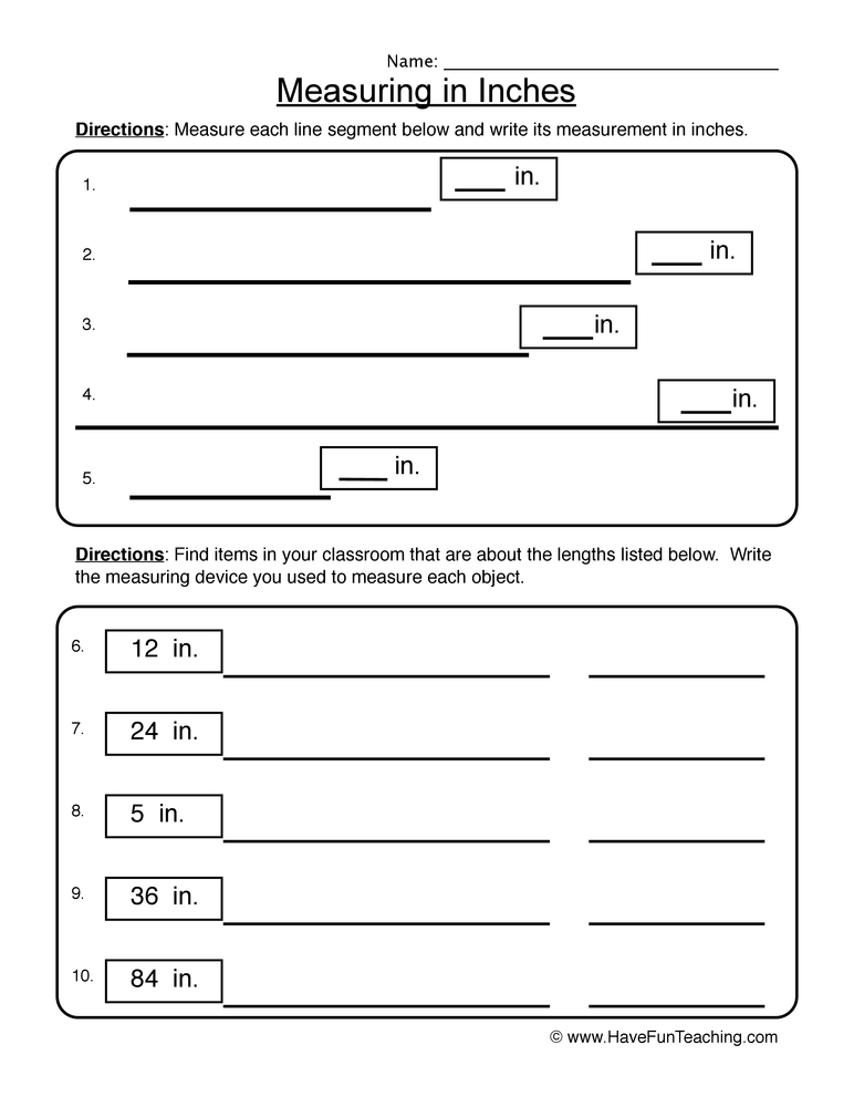 Measurement In Inches Worksheet Have Fun Teaching Worksheets Library