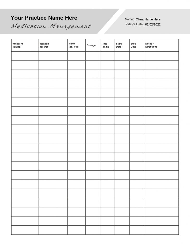 Medication Management Worksheet PDF Worksheets Library