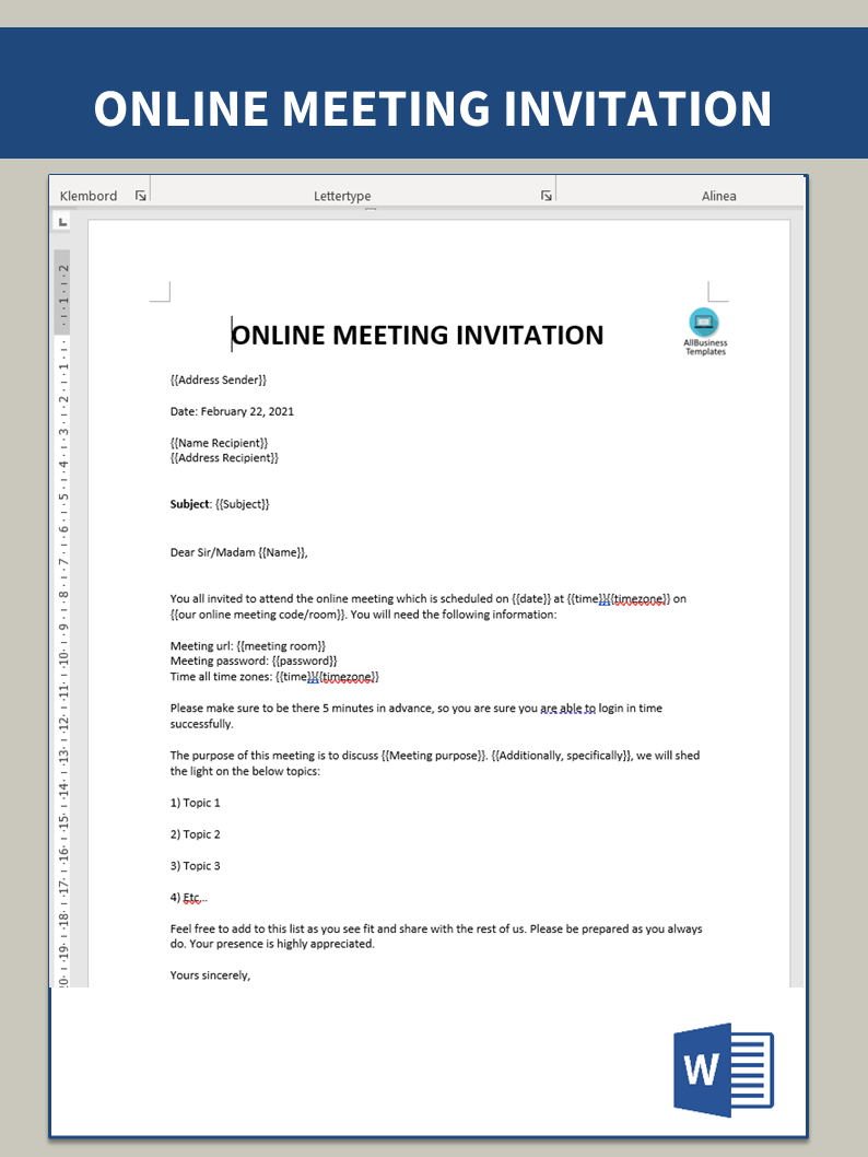 Meeting Invitation Message Template