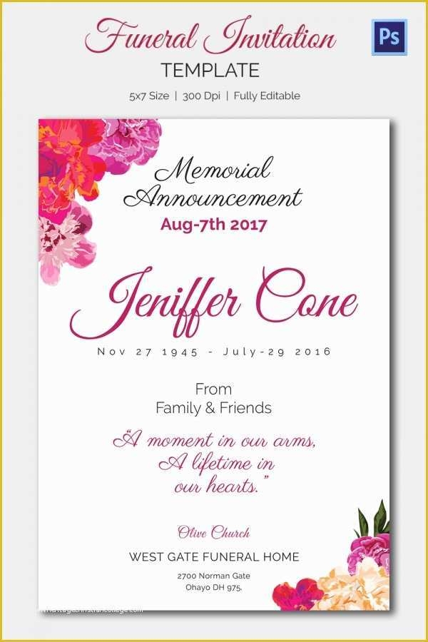 Memorial Service Template Free Of 15 Funeral Invitation Templates 