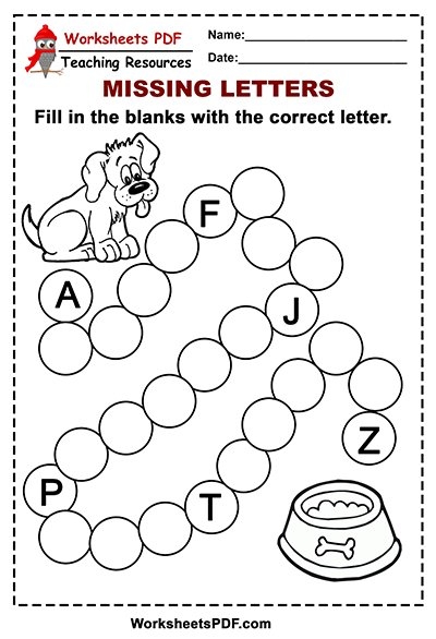 Missing Letters Worksheets PDF Free Printables 