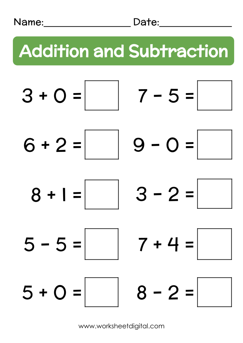 Mixed Addition And Subtraction Sums Worksheet Digital Worksheets 