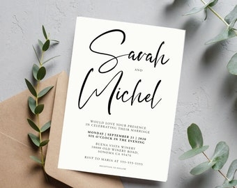 Modern Wedding Invitation Canva Template Etsy