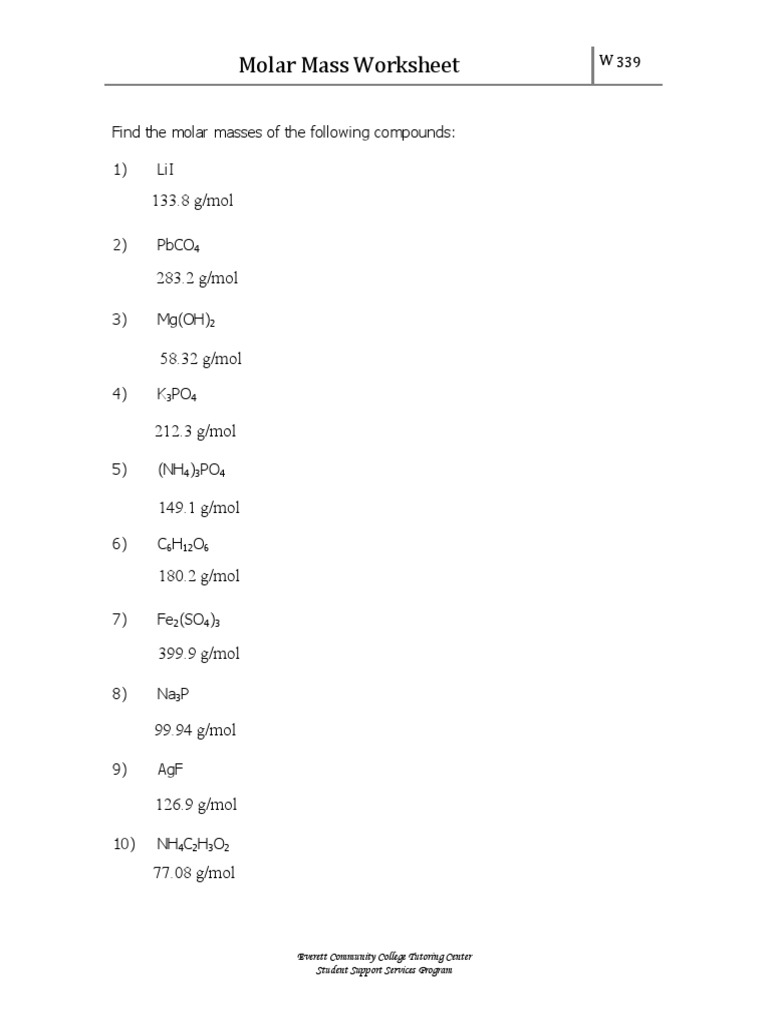 Molar Mass Practice WS NaBr 1 pdf Molar Mass Practice Worksheet 
