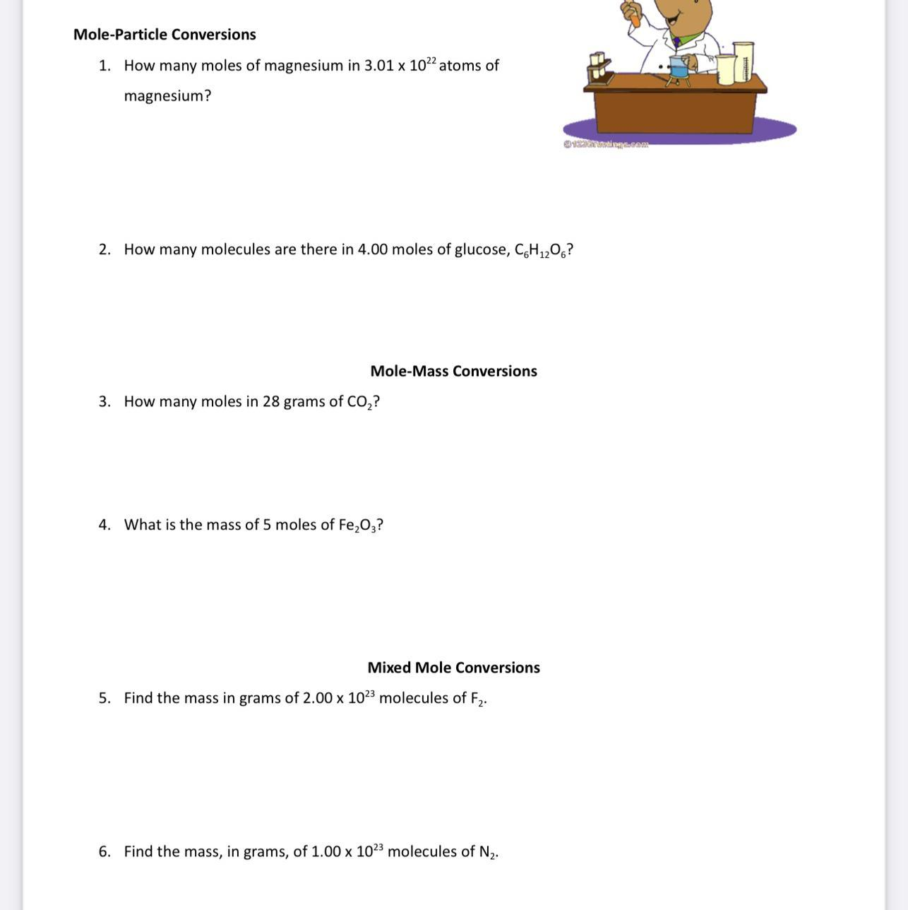 Mole Conversions Practice Probelms Brainly Worksheets Library