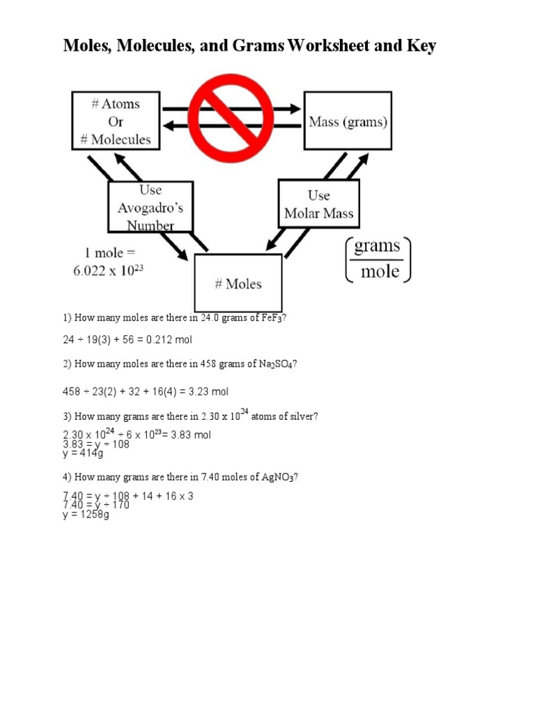 moles worksheet