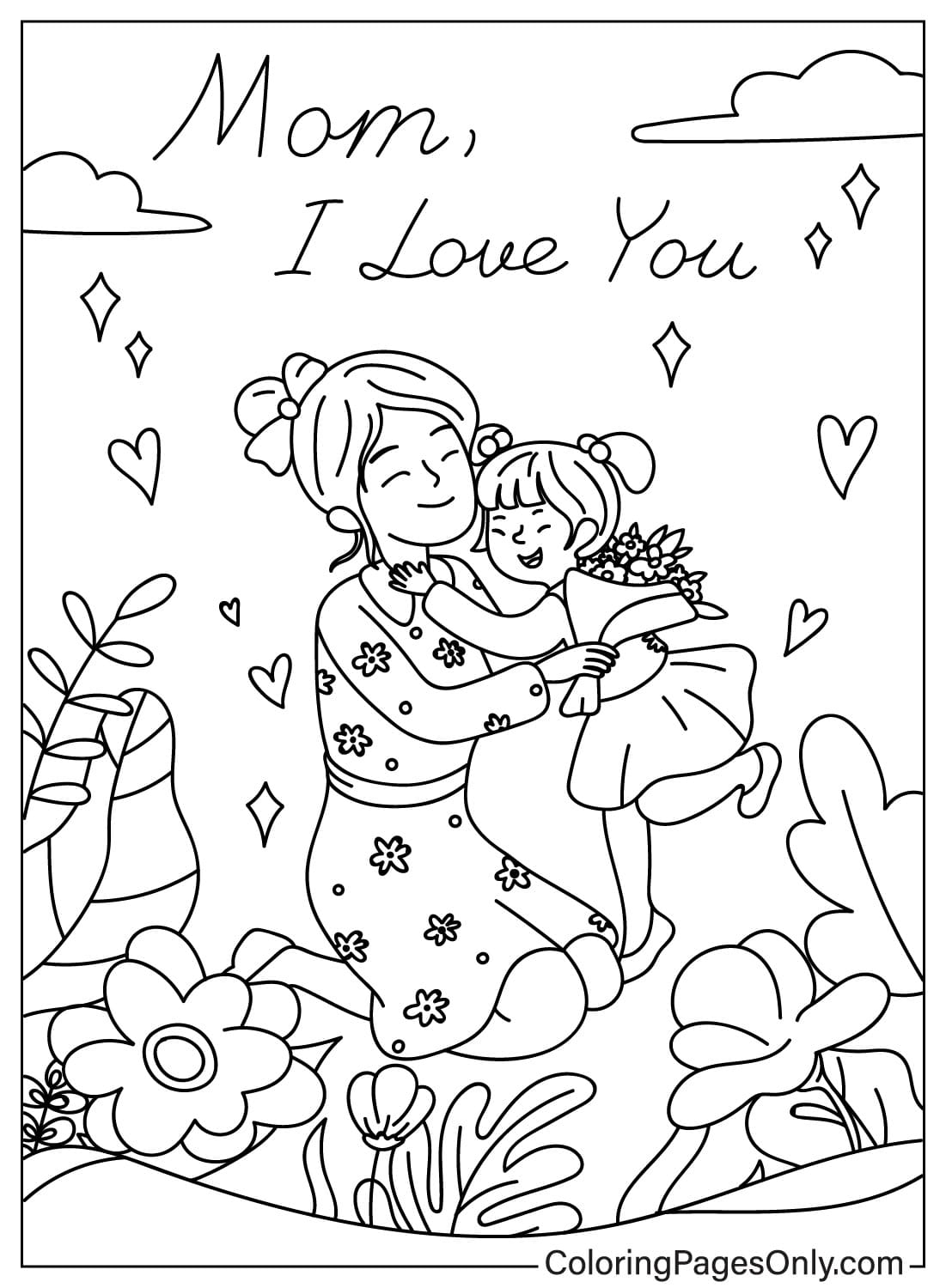 Mom And Daughter Coloring Page Free Printable Coloring Pages