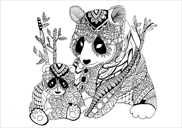 Moms And Baby Panda Mandala Coloring Page ColoringBay