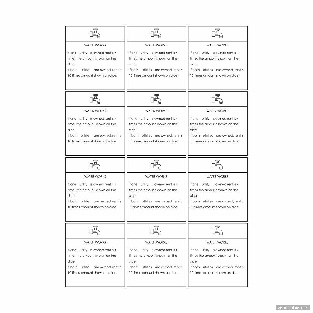 28n monopoly title deed cards printable