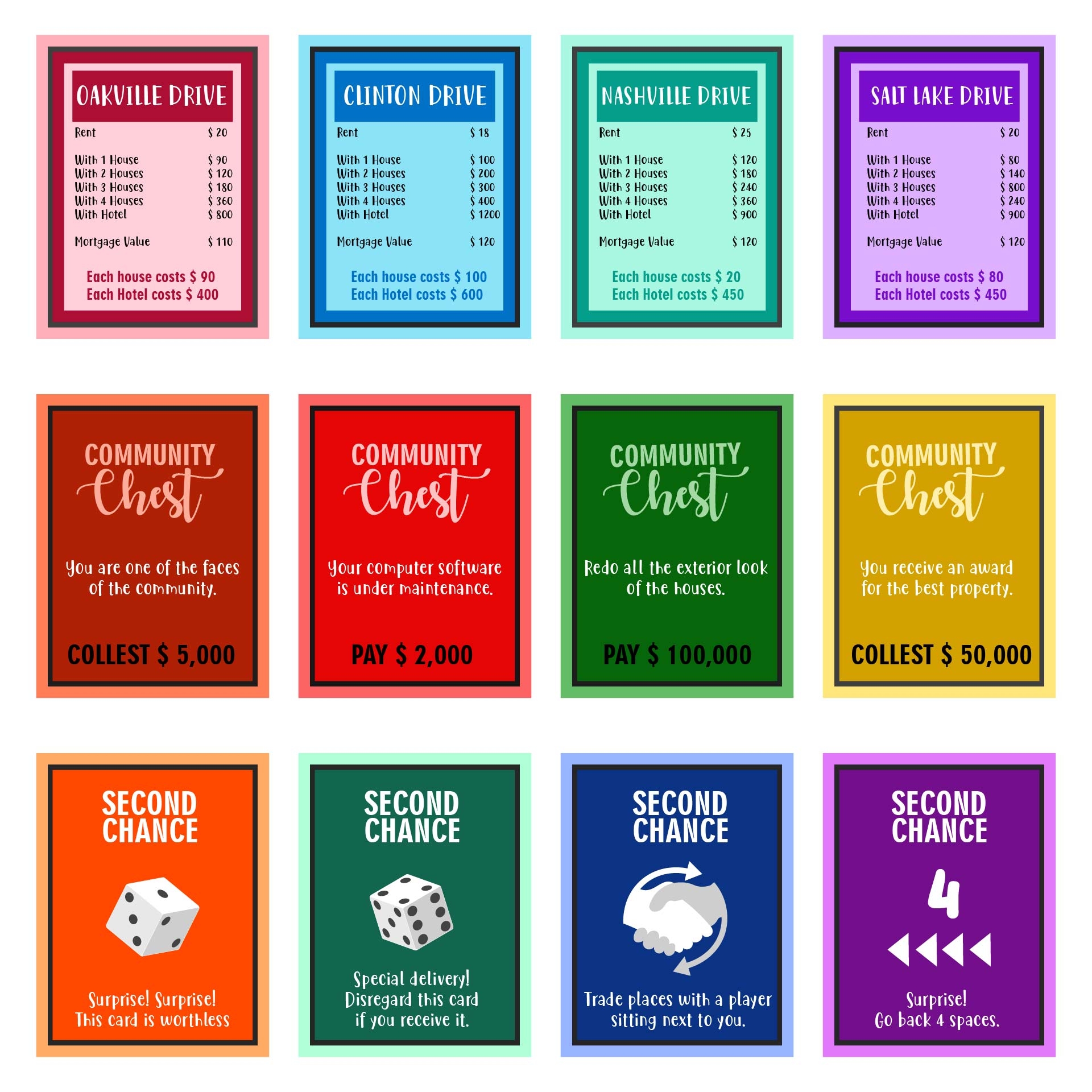 Monopoly Deed Cards Printable Infoupdate