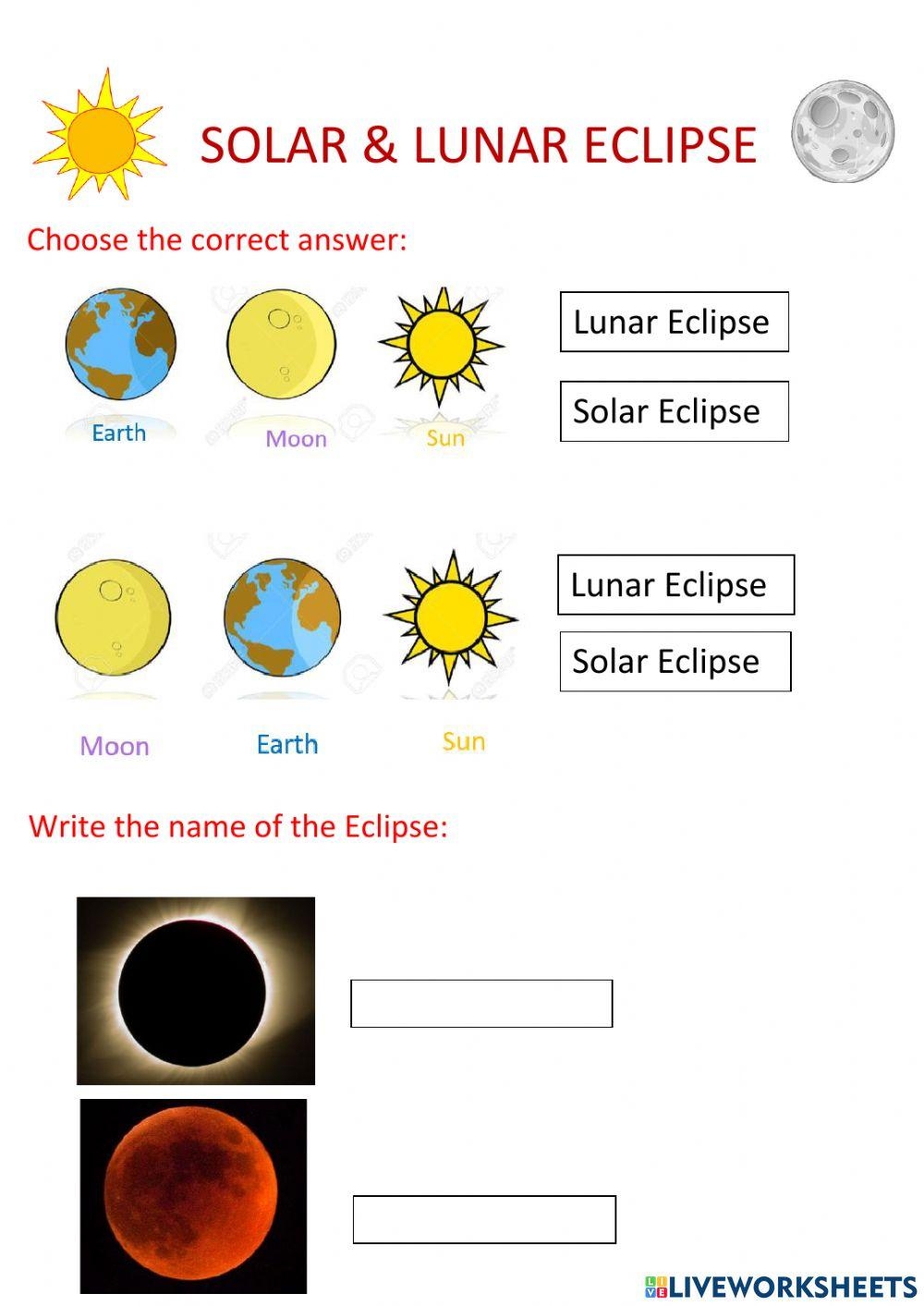 Moon And Eclipse Worksheet In 2024 Space Lessons Eclipse Solar