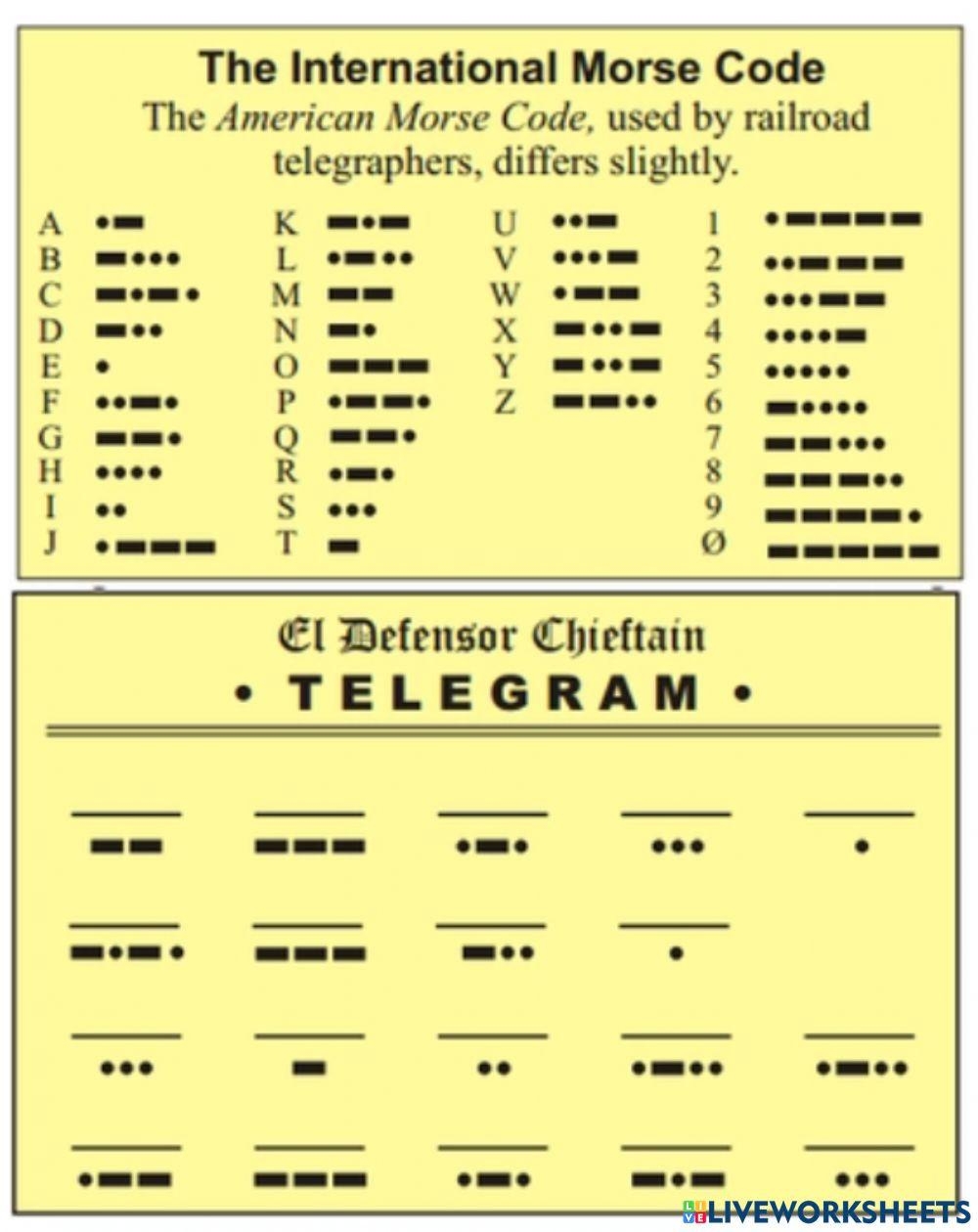 Morse Code Solve Online Exercise For Live Worksheets Worksheets Library