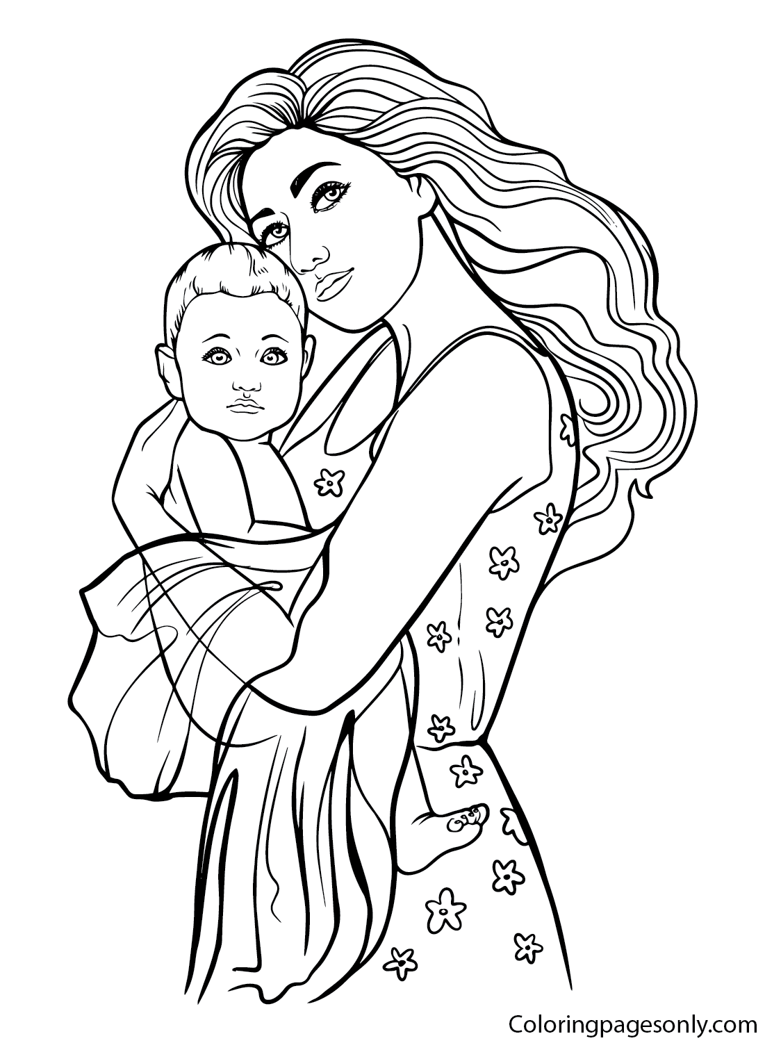 Mother And Son Image Coloring Page Free Printable Coloring Pages