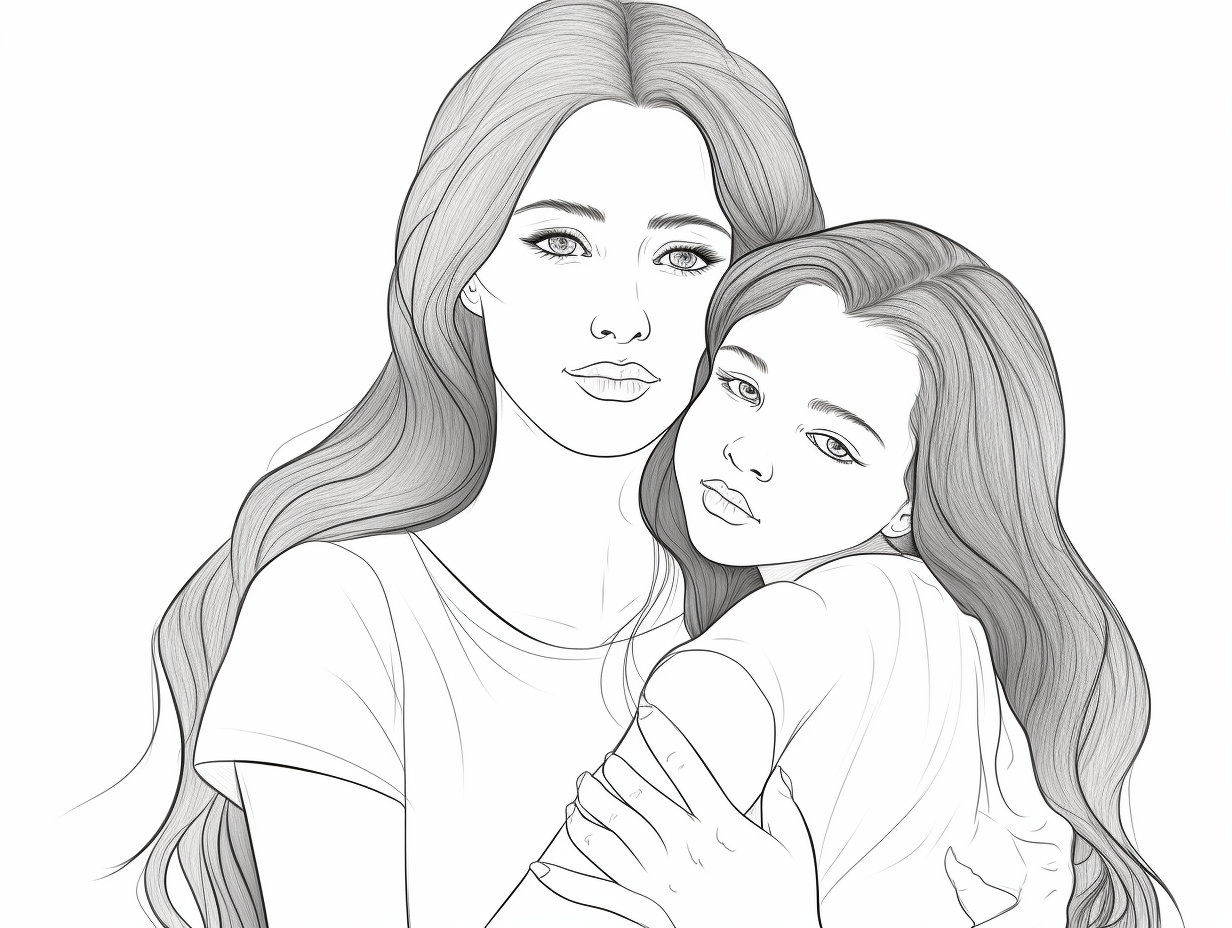 Mother Daughter Love Coloring Page Coloring Page