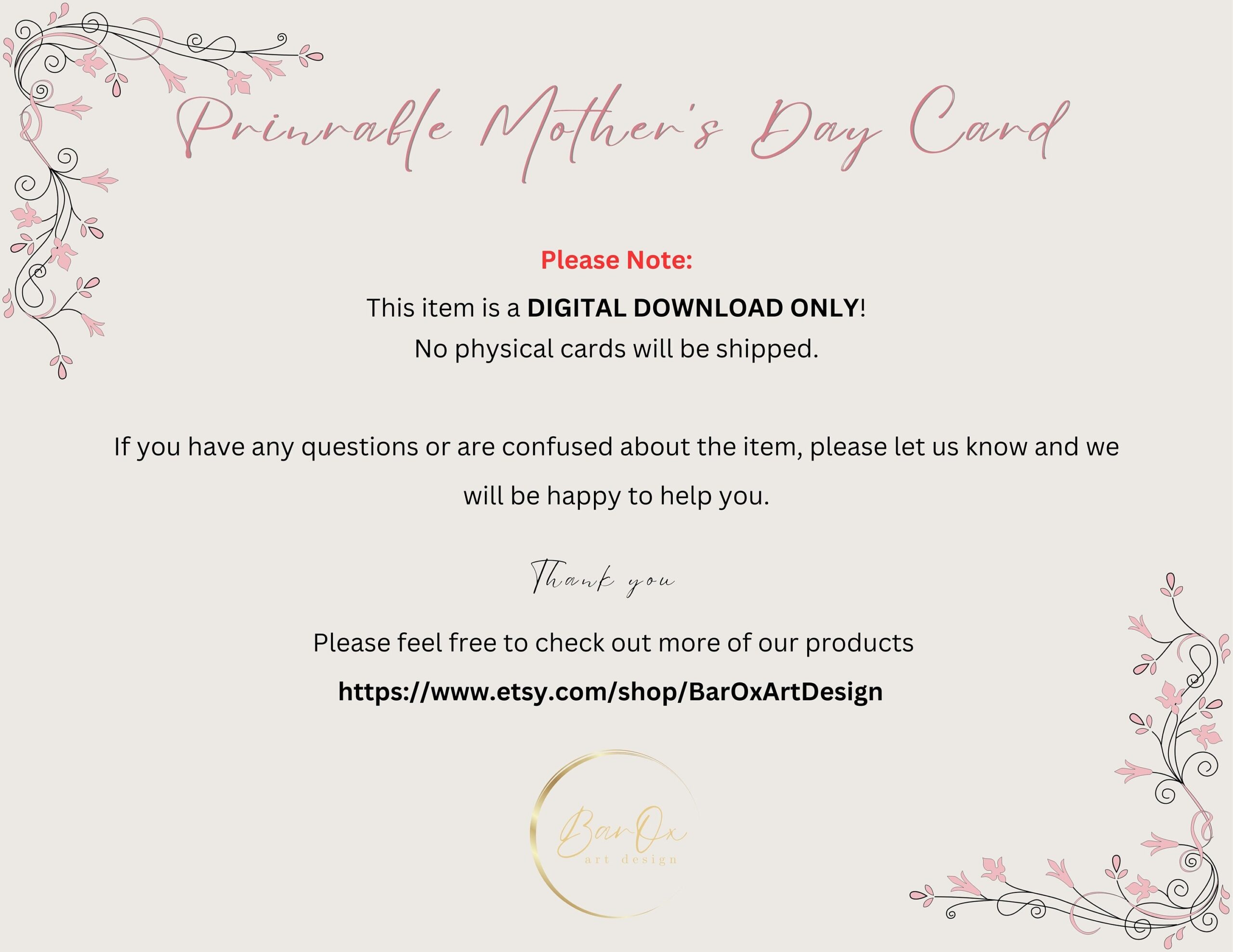Mothers Day Gift Printable Card E Cards For Mothers Day Simple Floral 
