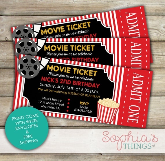 movie ticket birthday invitations template free