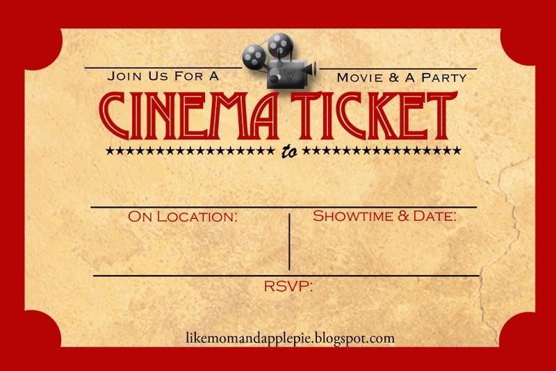 Movie Ticket Invitation Template Free Printable Printable Templates