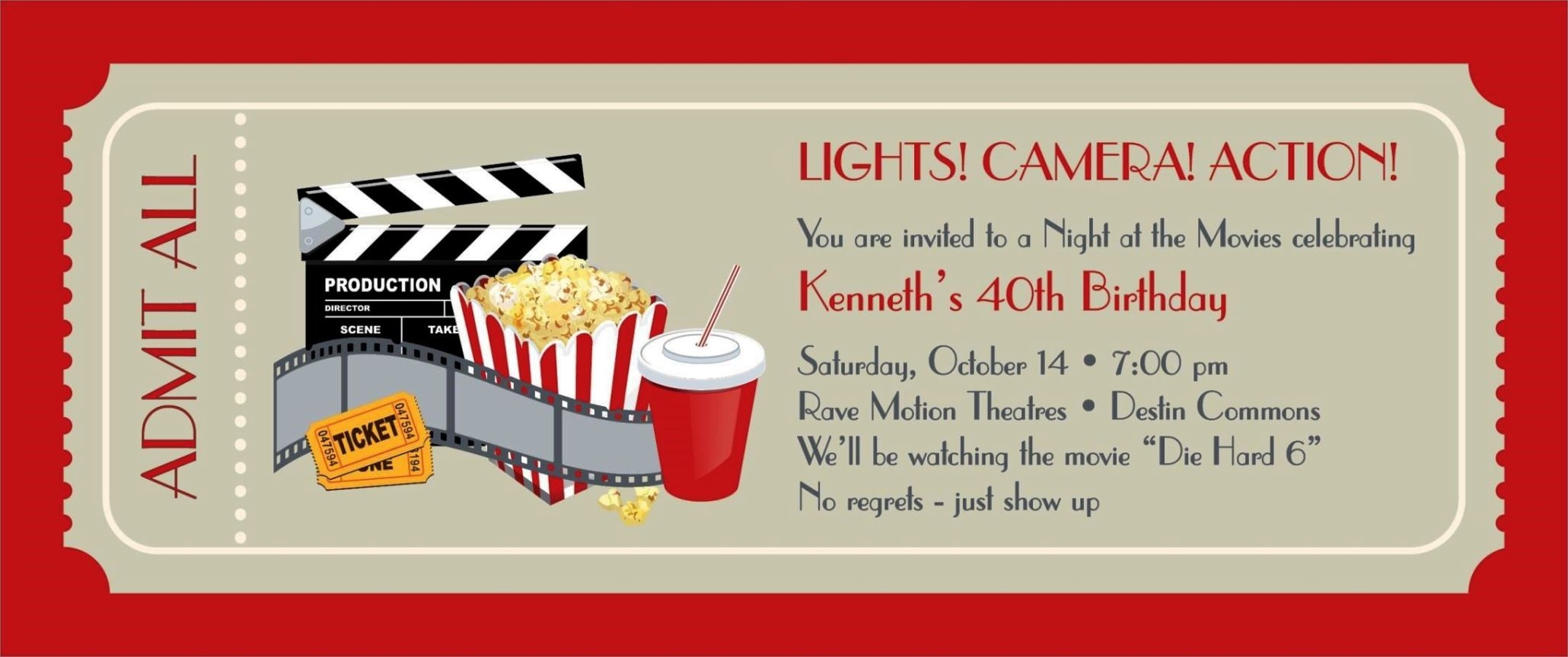 Movie Ticket Invitation Template Free Printable SampleTemplatess 