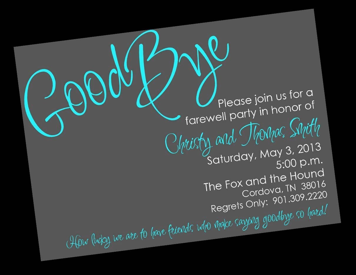 Moving Away Party Invitations Wording
