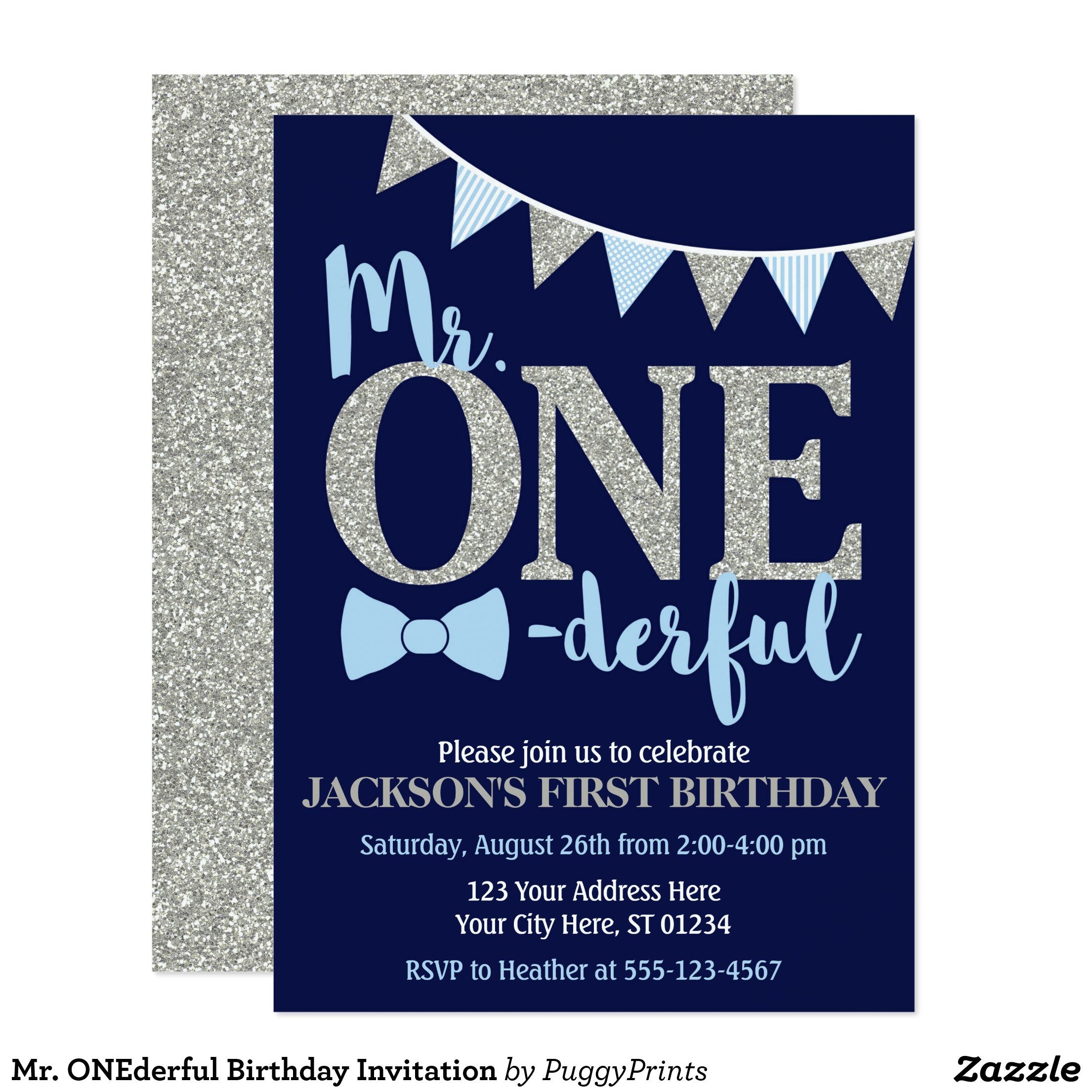 Mr Onederful Birthday Invitation Template