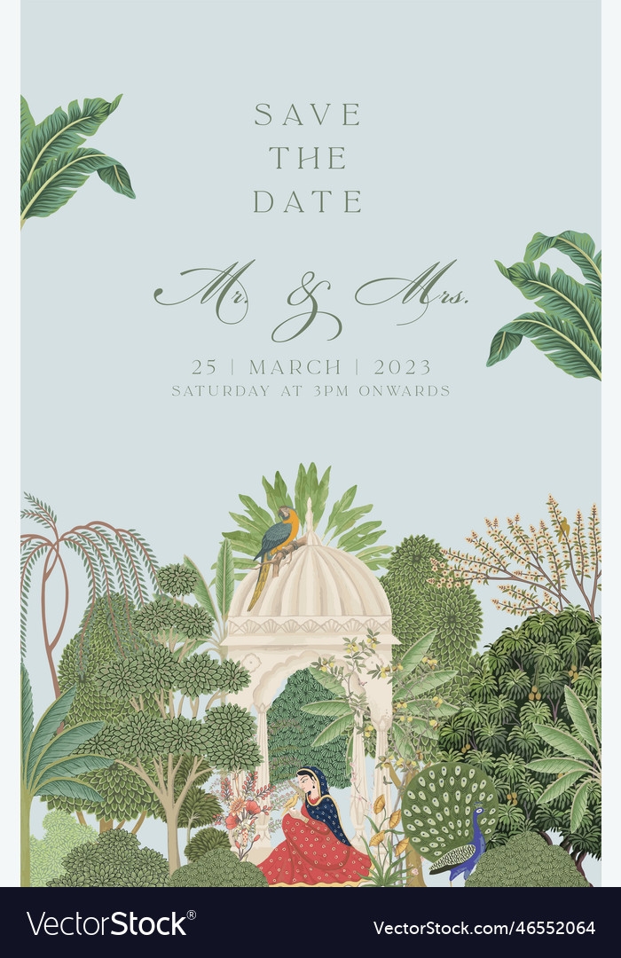 Mughal Wedding Invitation Card Design Royalty Free Vector