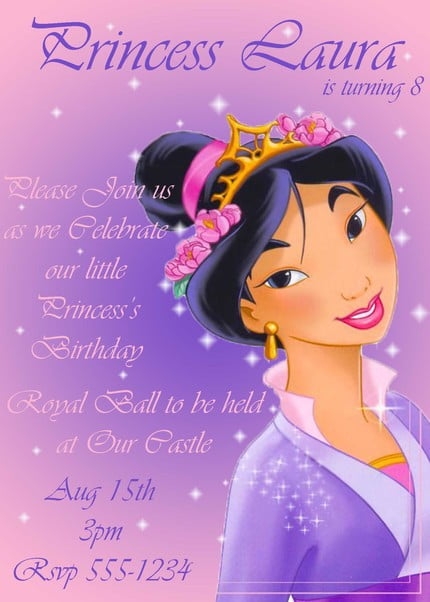 Mulan Birthday Party Invitation Ideas Bagvania FREE Printable 