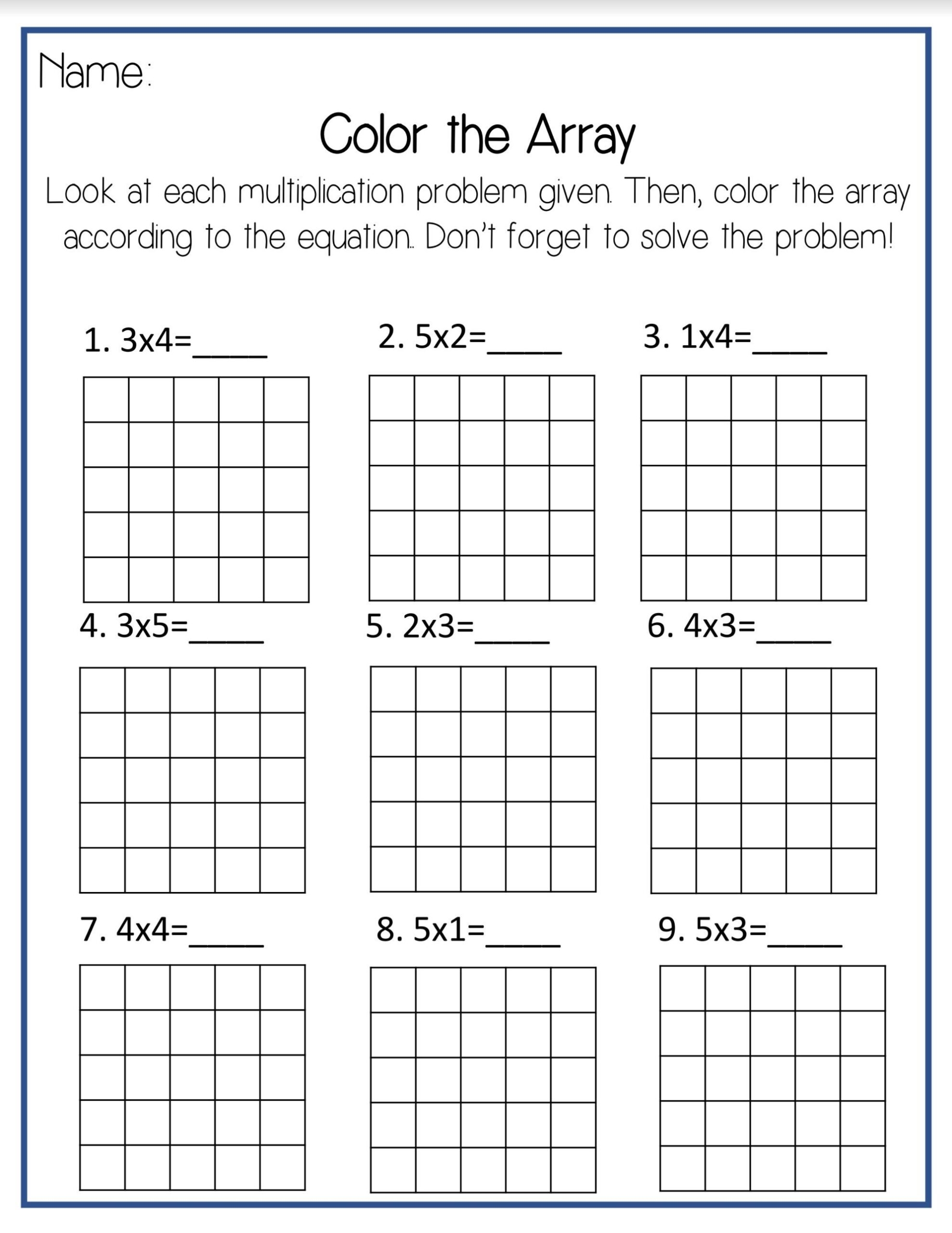 Multiplication Arrays Worksheets Grade 3 Printable Worksheets
